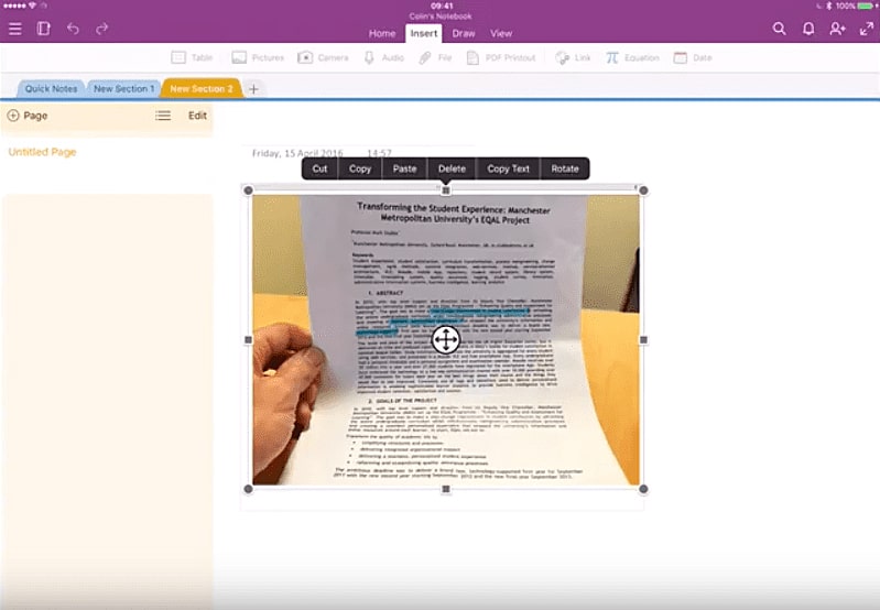 copy text from picture onenote for mac